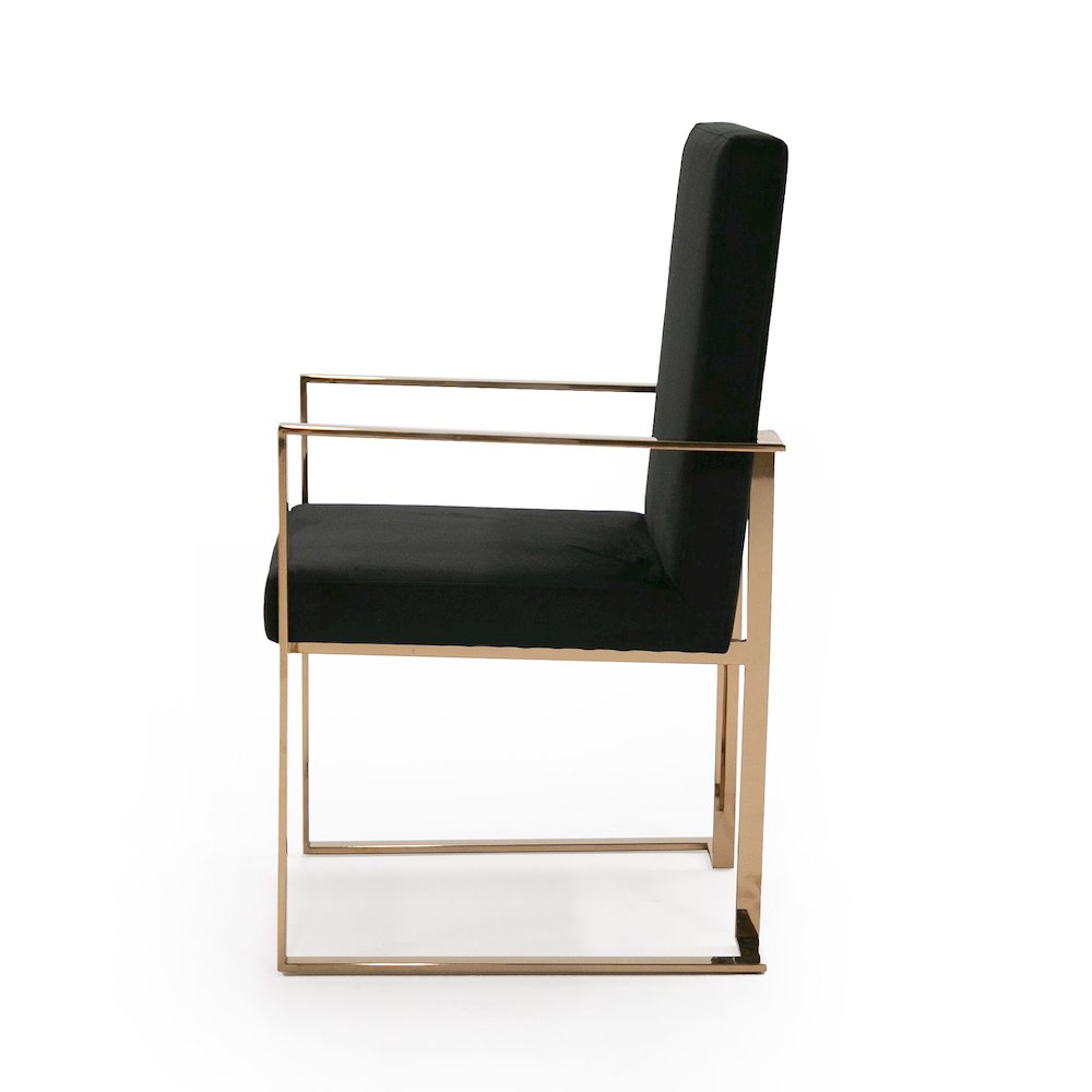 Modrest Trea - Modern Black Velvet & Rosegold Dining Chair. Picture 3