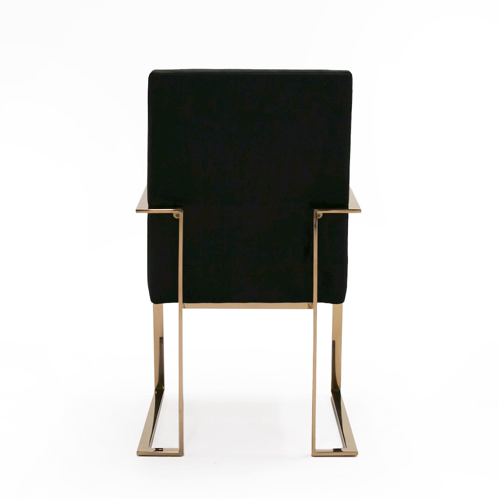 Modrest Trea - Modern Black Velvet & Rosegold Dining Chair. Picture 4