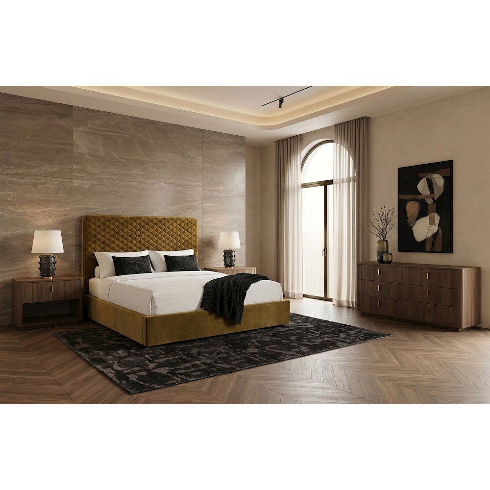 Eastern King Trieste - Modern Brown Fabric Bed. Picture 3