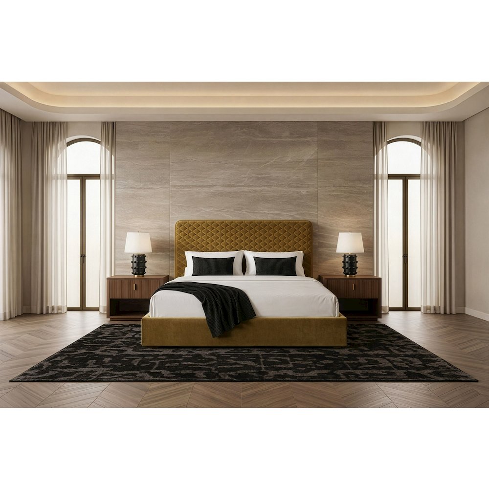Eastern King Trieste - Modern Brown Fabric Bed. Picture 2