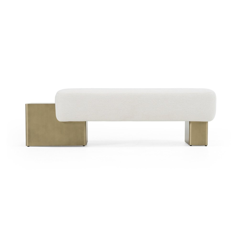 Modrest Triumph - Contemporary Off-White Fabric + Antique Brass Bench. Picture 1