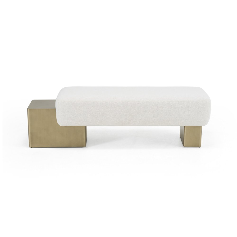 Modrest Triumph - Contemporary Off-White Fabric + Antique Brass Bench. Picture 3