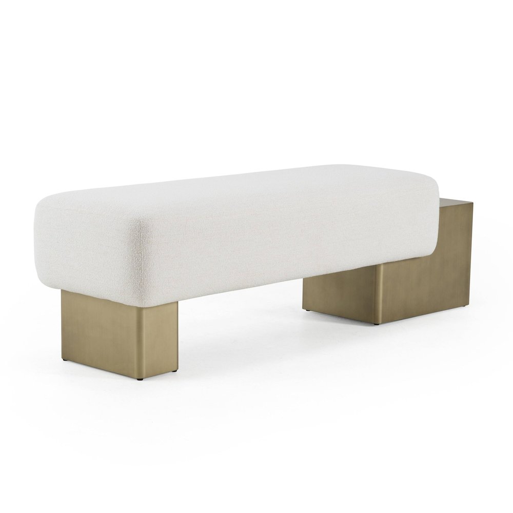 Modrest Triumph - Contemporary Off-White Fabric + Antique Brass Bench. Picture 2