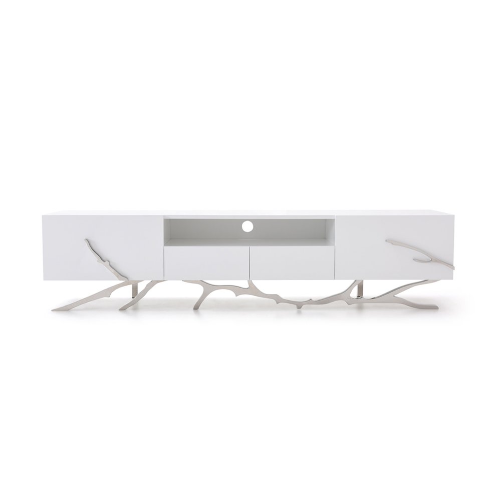 Modrest Legend 79"-Wide Modern White TV Stand. Picture 1