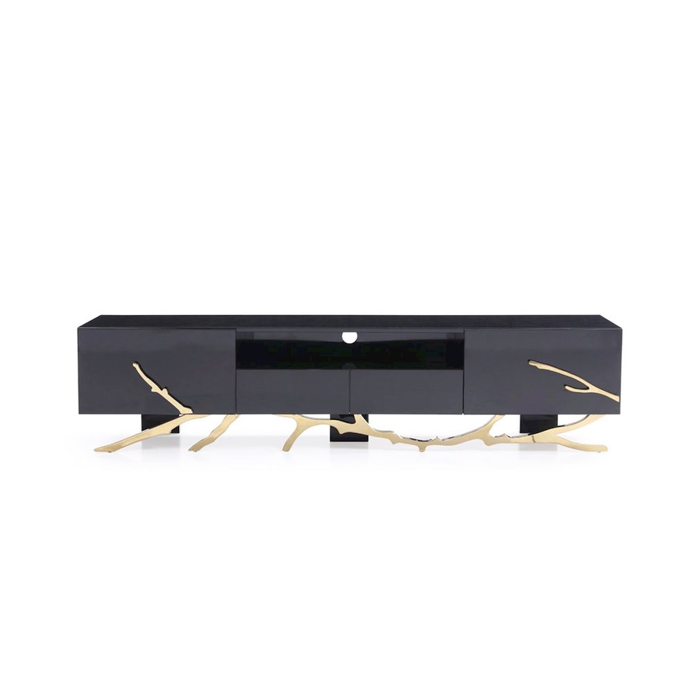 Modrest Legend Modern Black & Champagne Gold 87" TV Stand. Picture 1