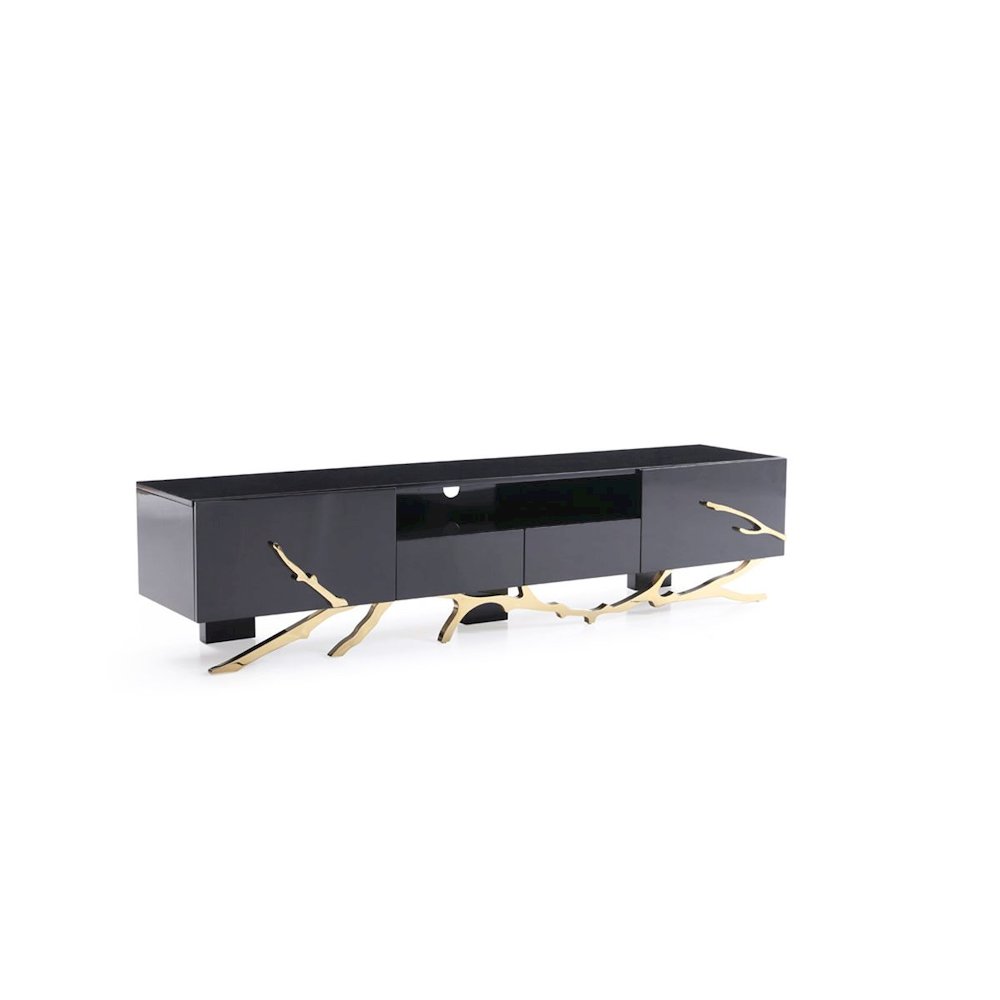 Modrest Legend Modern Black & Champagne Gold 87" TV Stand. Picture 2