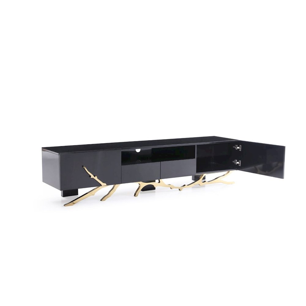 Modrest Legend Modern Black & Champagne Gold 87" TV Stand. Picture 3