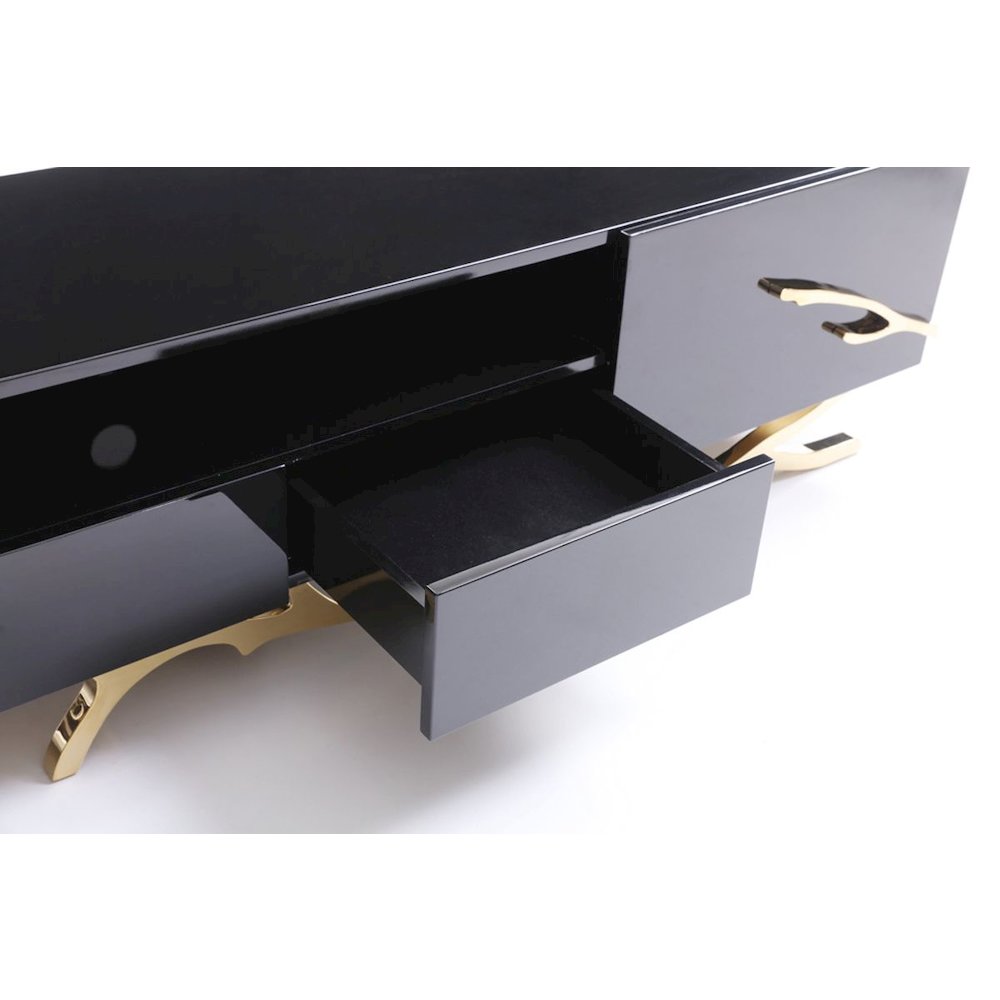 Modrest Legend Modern Black & Champagne Gold 87" TV Stand. Picture 4