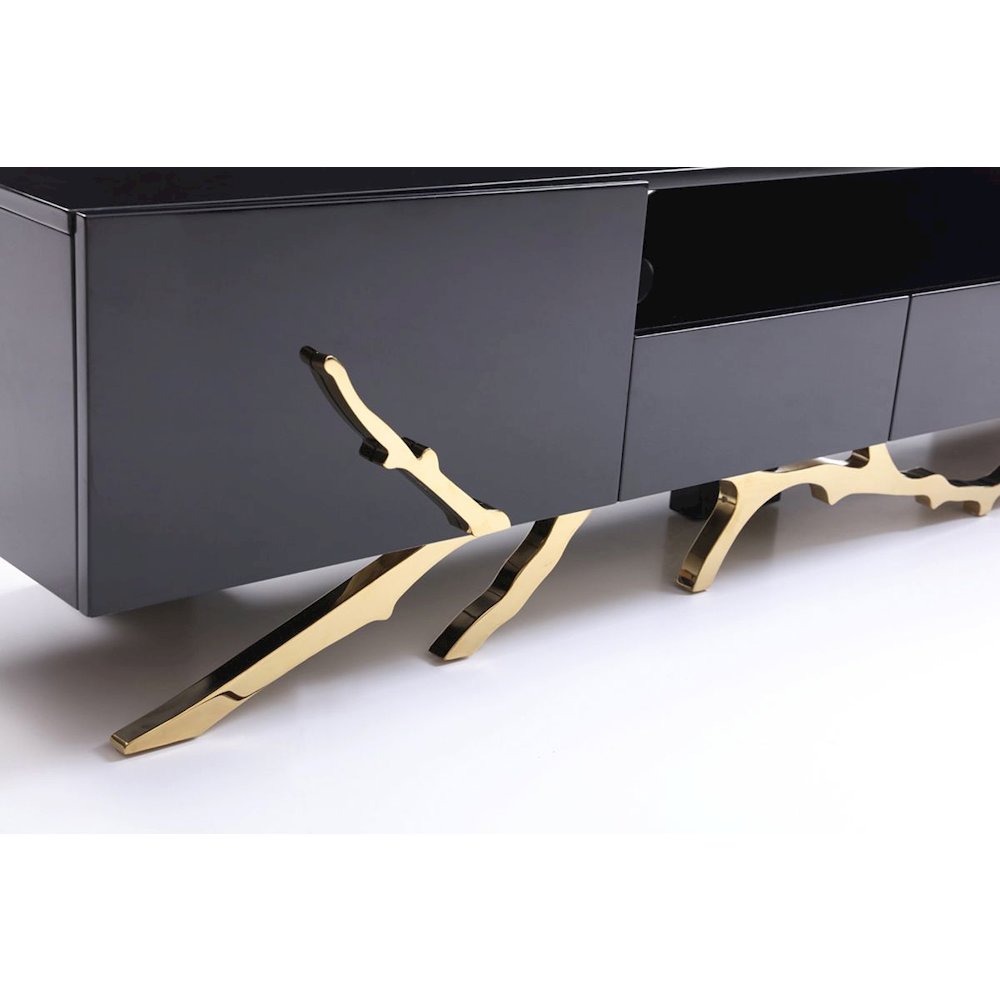 Modrest Legend Modern Black & Champagne Gold 87" TV Stand. Picture 5
