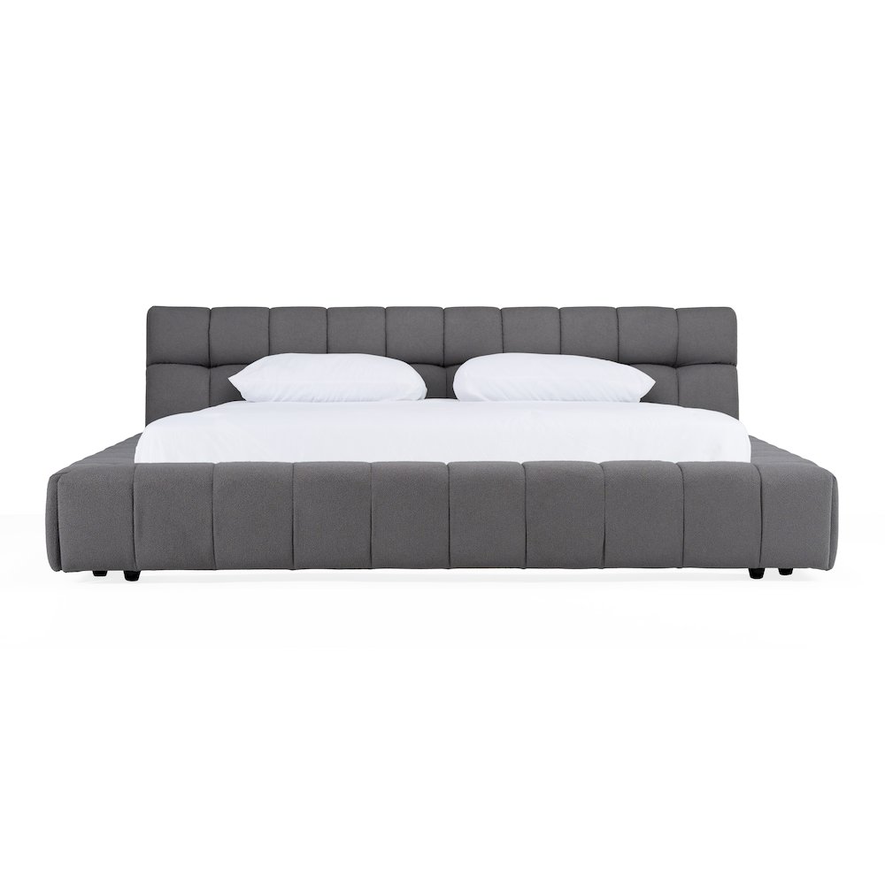 Tyree - Modern Tufted Grey Fabric Eastern King Bed. Picture 1