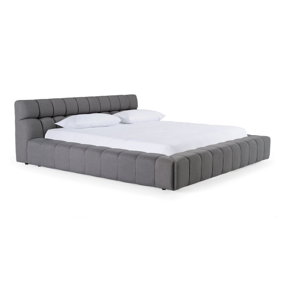 Tyree - Modern Tufted Grey Fabric Eastern King Bed. Picture 2