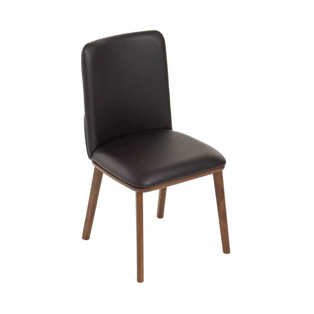 Utah - Modern Walnut and Brown Eco-Leather Dining Chair- Set of 2. Picture 6
