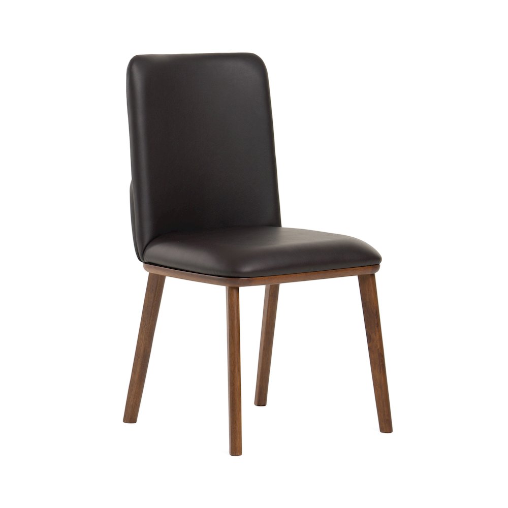 Utah - Modern Walnut and Brown Eco-Leather Dining Chair- Set of 2. Picture 7