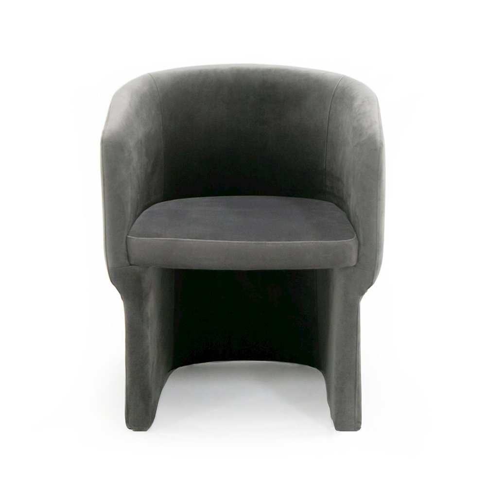 Modrest Vassar - Modern Grey Velvet Dining Chair. Picture 2