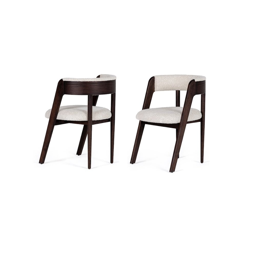 Modrest Vegas  - Modern Cream Fabric + Walnut Oak Dining Chair (Set of 2). Picture 1