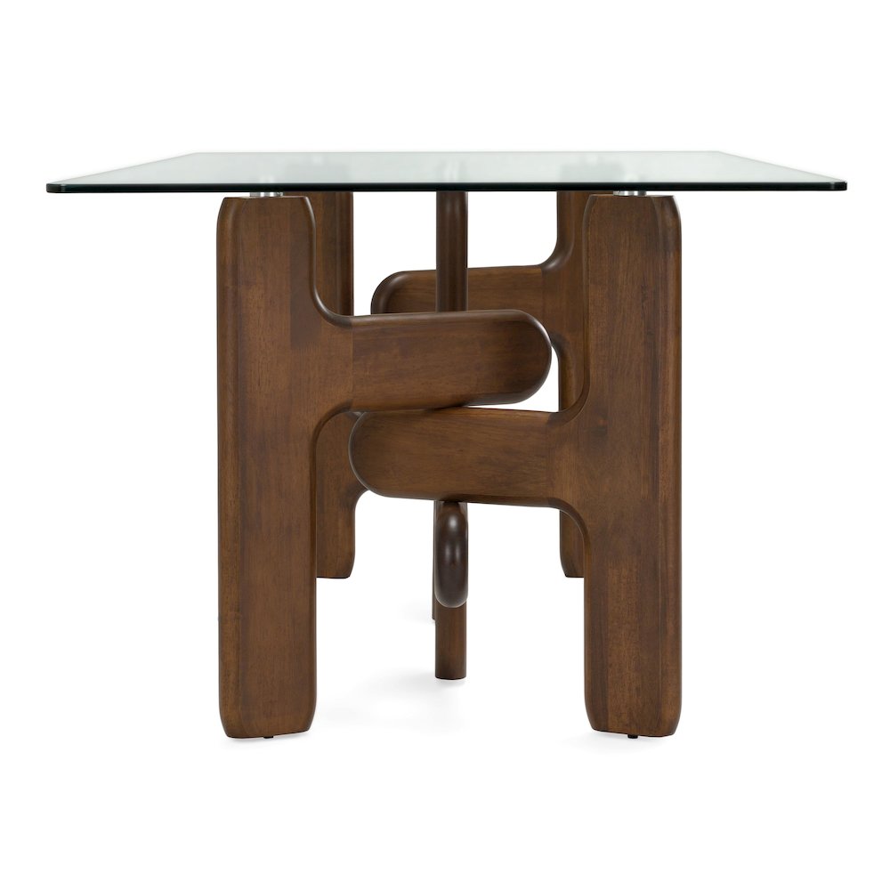 Velshi - Modern Glass Walnut Rectangular Dining Table. Picture 3