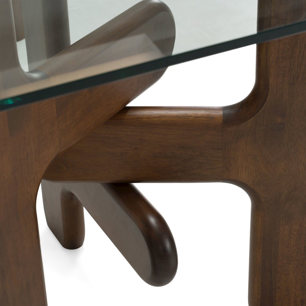 Velshi - Modern Glass Walnut Rectangular Dining Table. Picture 4