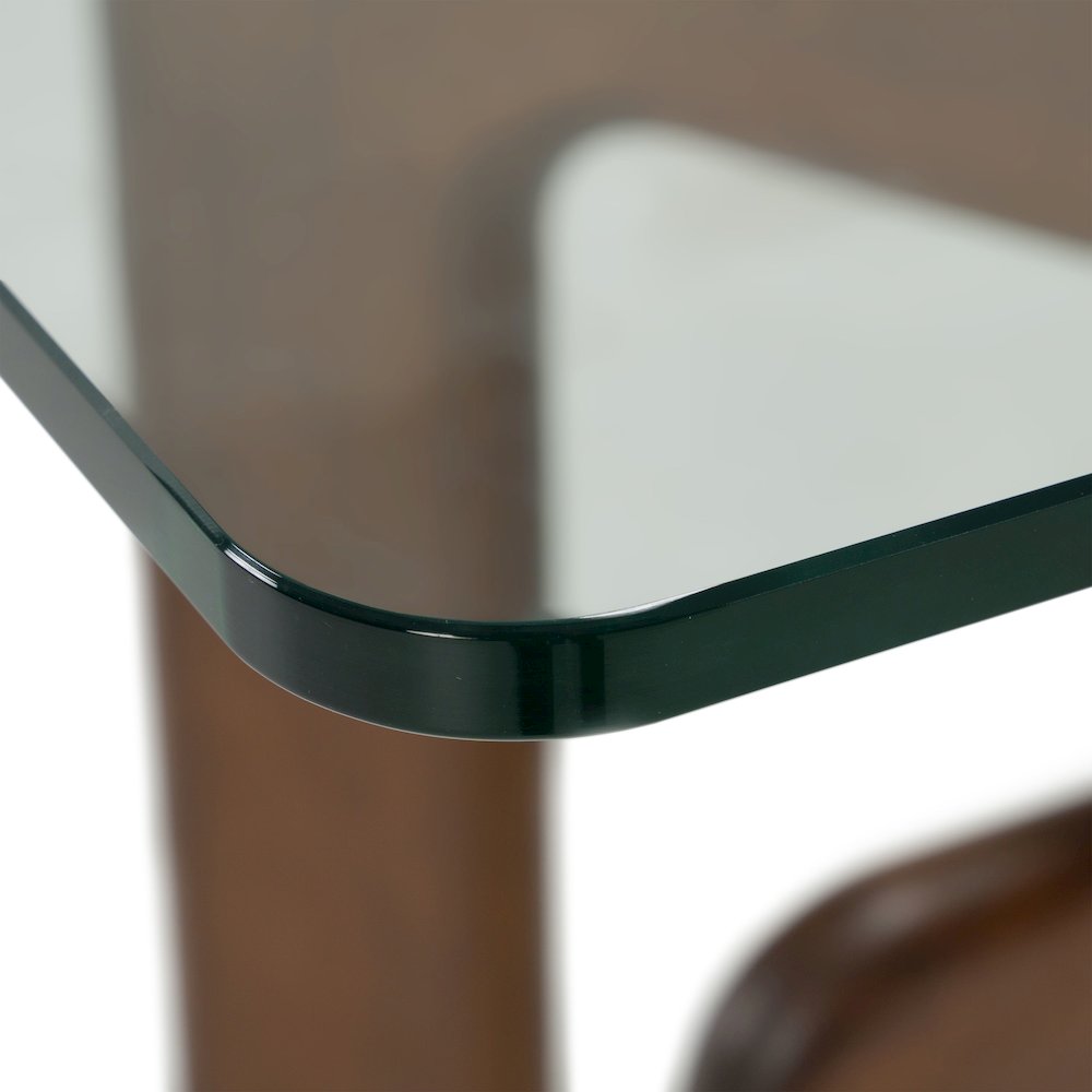 Velshi - Modern Glass Walnut Rectangular Dining Table. Picture 5