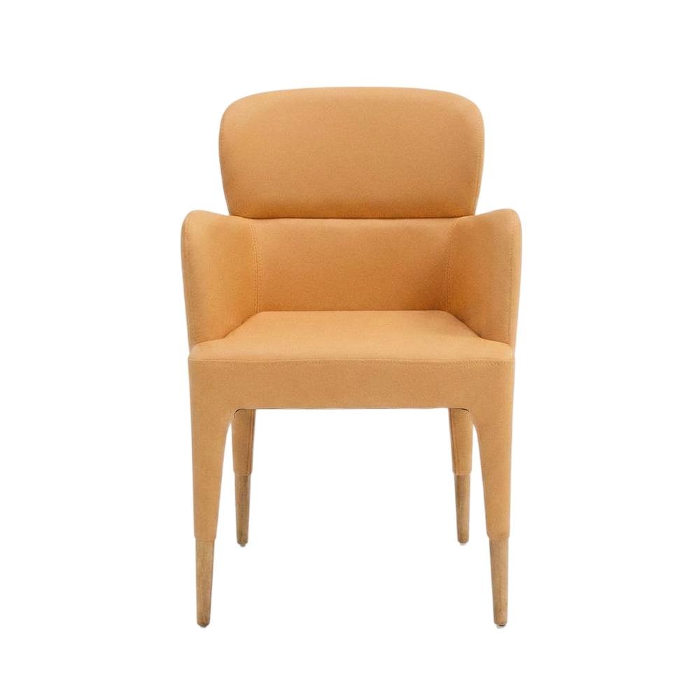 Modern Peach and Rosegold Dining Armchair with Stylish Design. Picture 5