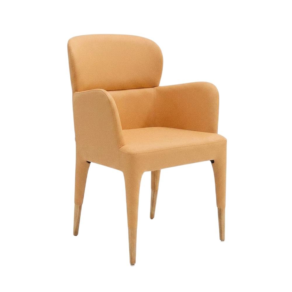 Modern Peach and Rosegold Dining Armchair with Stylish Design. Picture 1