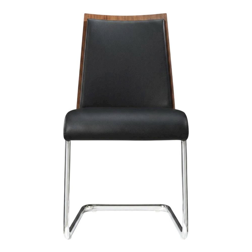 Modern Black and Walnut Dining Chairs with Cushioned Seating (Set of 2). Picture 6