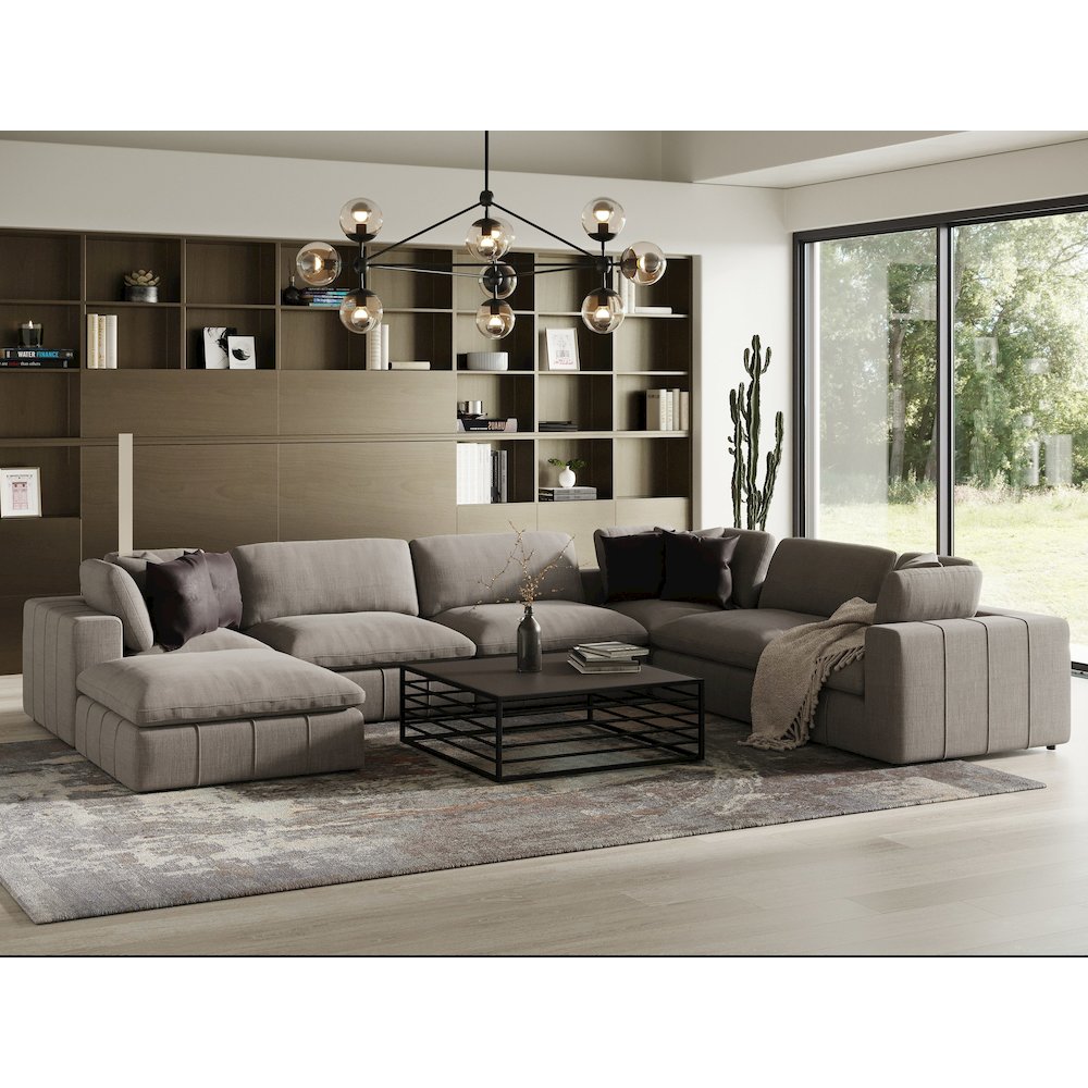 Divani Casa Vicki - Modern Grey Fabric Ottoman. Picture 4