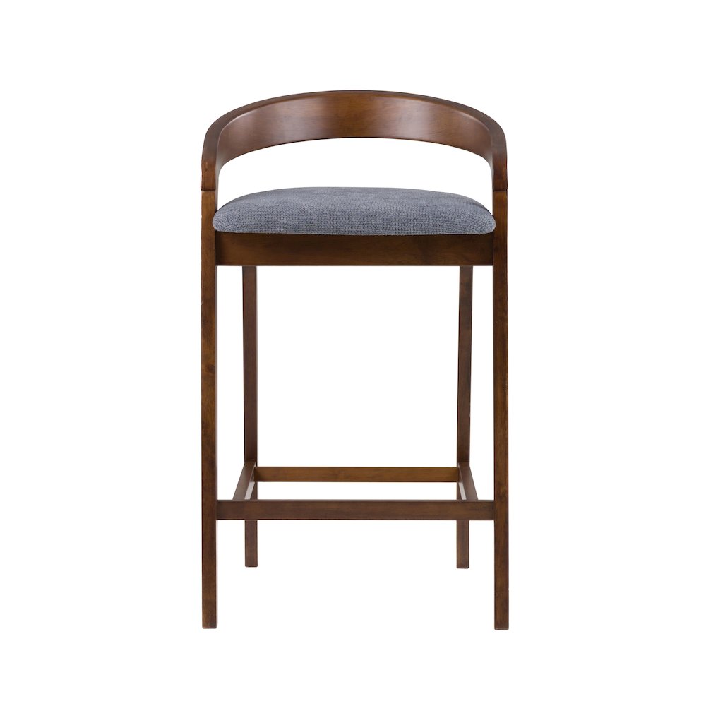 Modrest Vougler - Modern Grey Fabric + Walnut Counter Chair (Set of 2). Picture 2