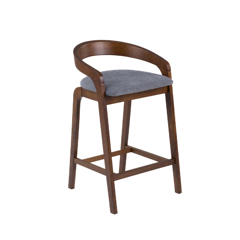 Modrest Vougler - Modern Grey Fabric + Walnut Counter Chair (Set of 2). Picture 4