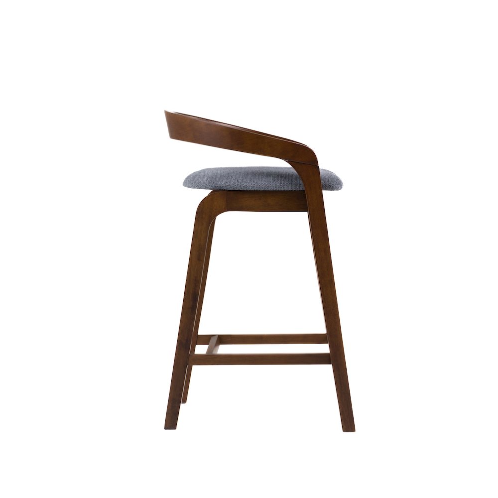 Modrest Vougler - Modern Grey Fabric + Walnut Counter Chair (Set of 2). Picture 5