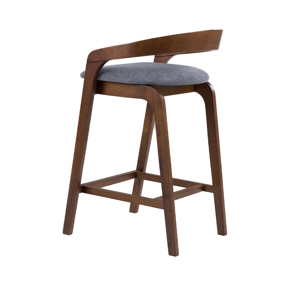 Modrest Vougler - Modern Grey Fabric + Walnut Counter Chair (Set of 2). Picture 7