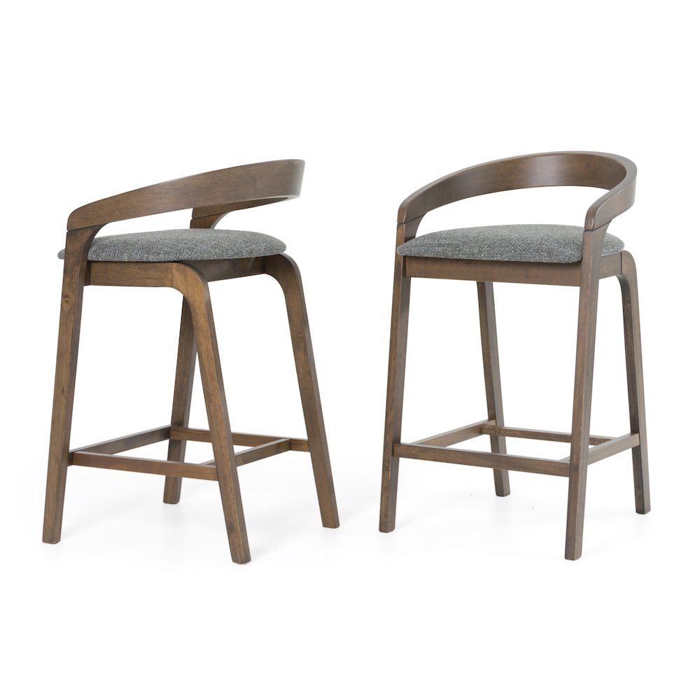 Modrest Vougler - Modern Grey Fabric + Wenge Counter Chair (Set of 2). Picture 1