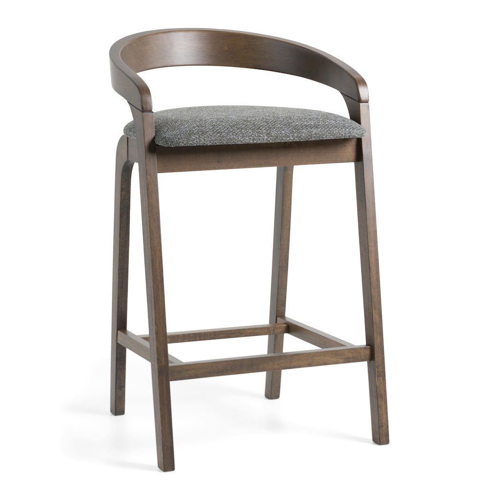 Modrest Vougler - Modern Grey Fabric + Wenge Counter Chair (Set of 2). Picture 3