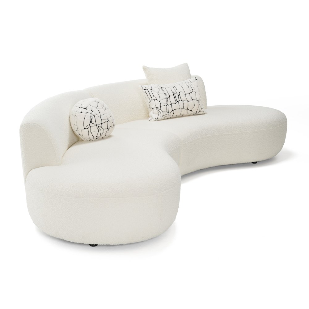 Divani Casa Weldon - Modern Cream Fabric Curved Sectional. Picture 5