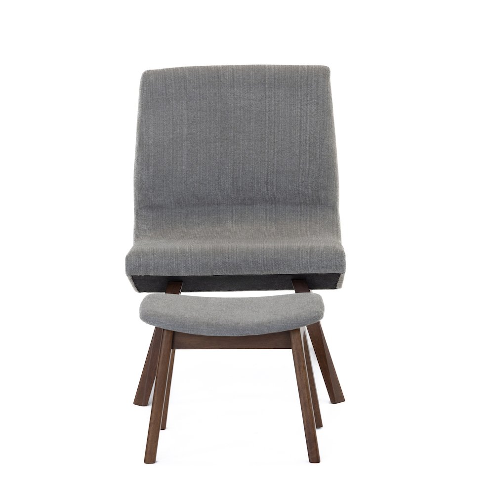 Modrest Whitney Modern Grey & Walnut Accent Chair & Ottoman. Picture 3