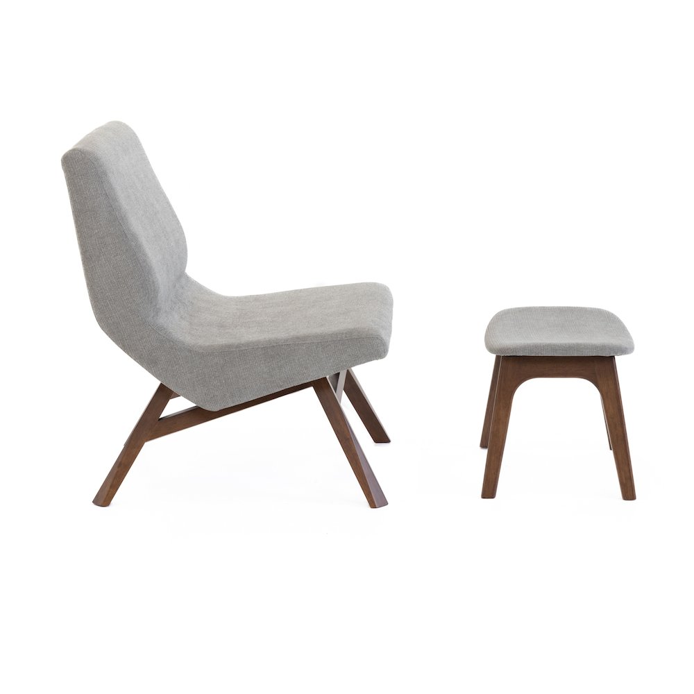 Modrest Whitney Modern Grey & Walnut Accent Chair & Ottoman. Picture 4