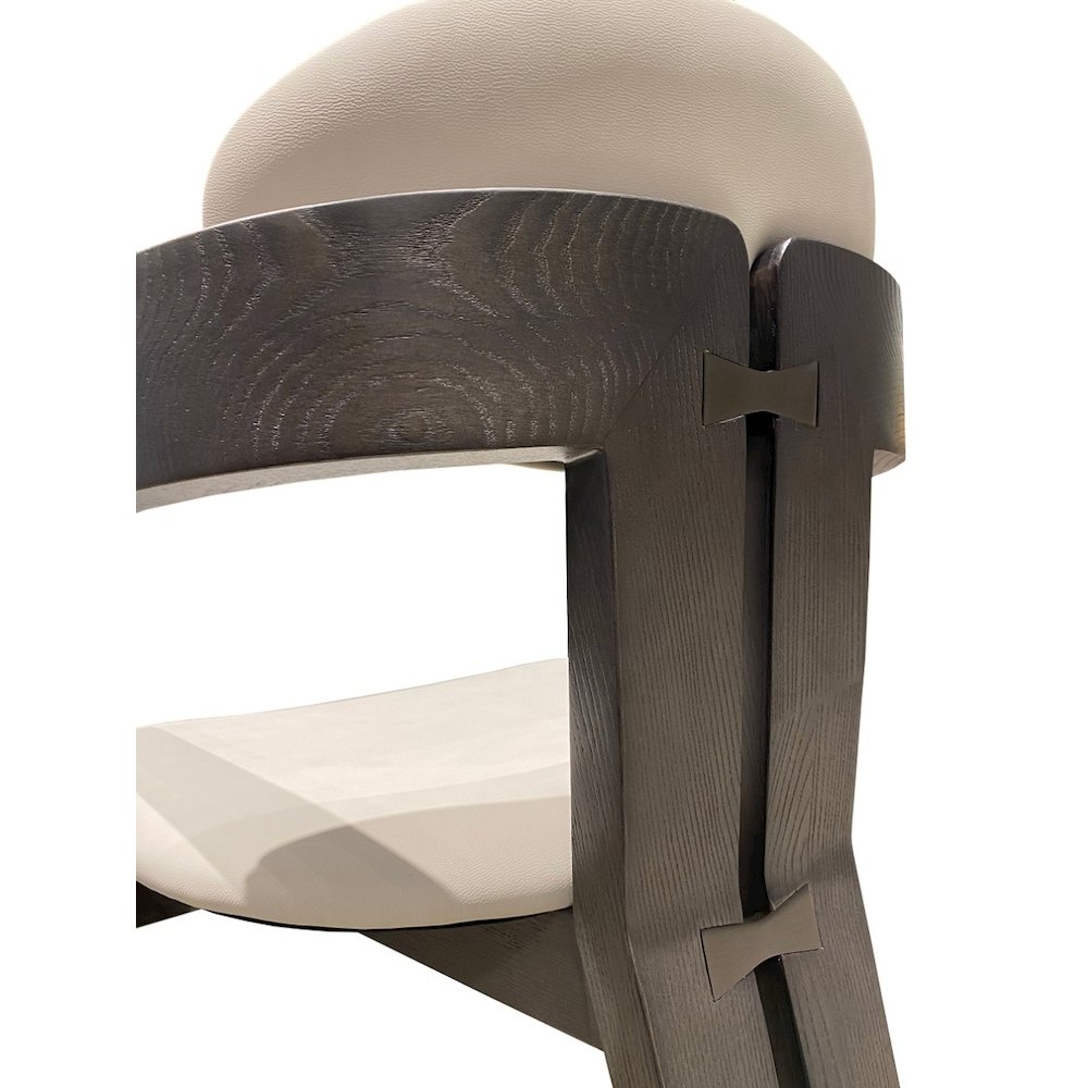 Modrest Thorne Light Grey and Dark Grey Arm Dining Chair. Picture 2
