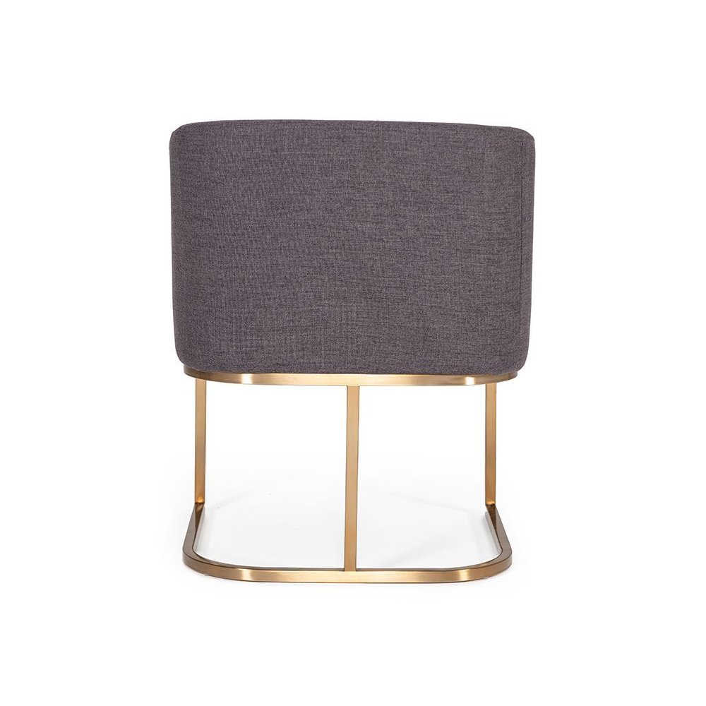 Modrest Yukon Modern Grey Fabric & Antique Brass Dining Chair. Picture 4
