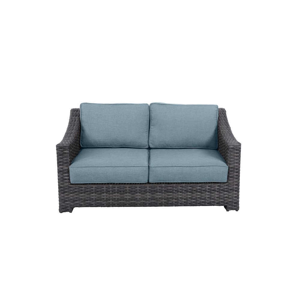 Bora Bora Wicker Rattan Love Seat With Olefin Cushion - Spa Cushion. Picture 1