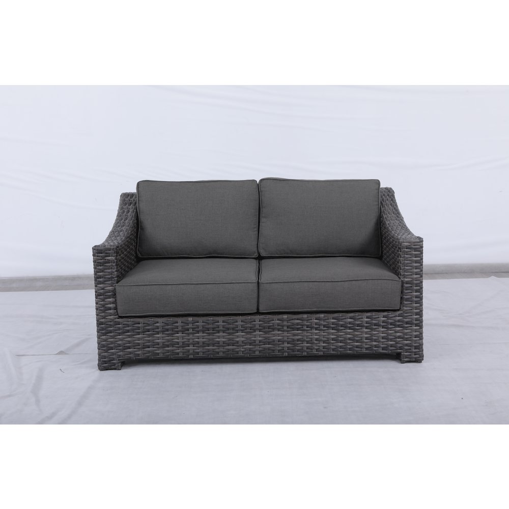 Bora Bora Wicker Rattan Love Seat With Olefin Cushion. Picture 1