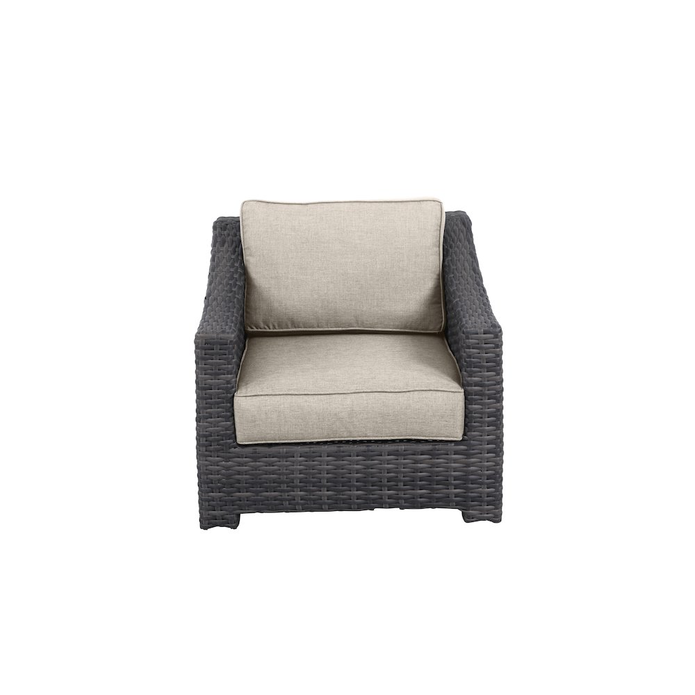 Bora Bora Wicker Rattan Club Chair with Olefin Cushion - Light Beige Cushion. Picture 1