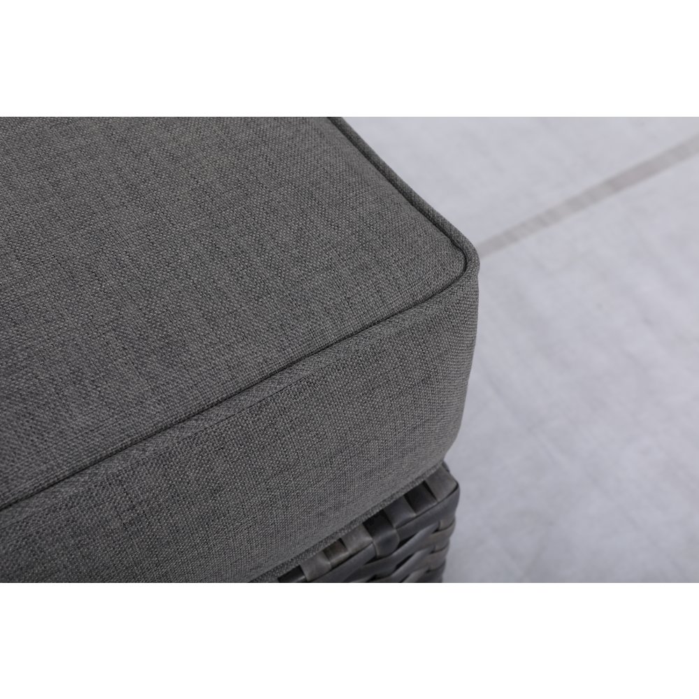 Bora Bora Wicker Rattan Ottoman with Olefin Cushion. Picture 3