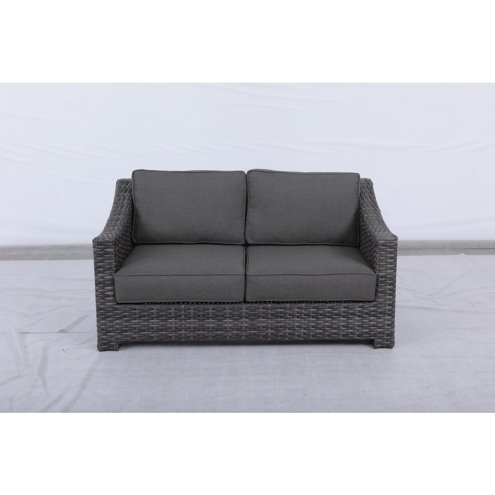 Bora Bora Wicker Rattan Love Seat With Olefin Cushion. Picture 2