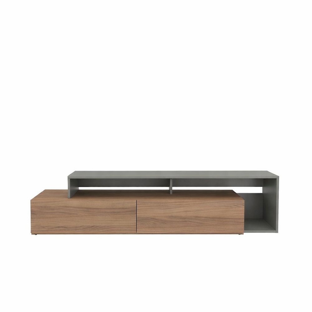 72-Inch Tv Stand With 2 Drawers, Nutmeg & Greige. Picture 1