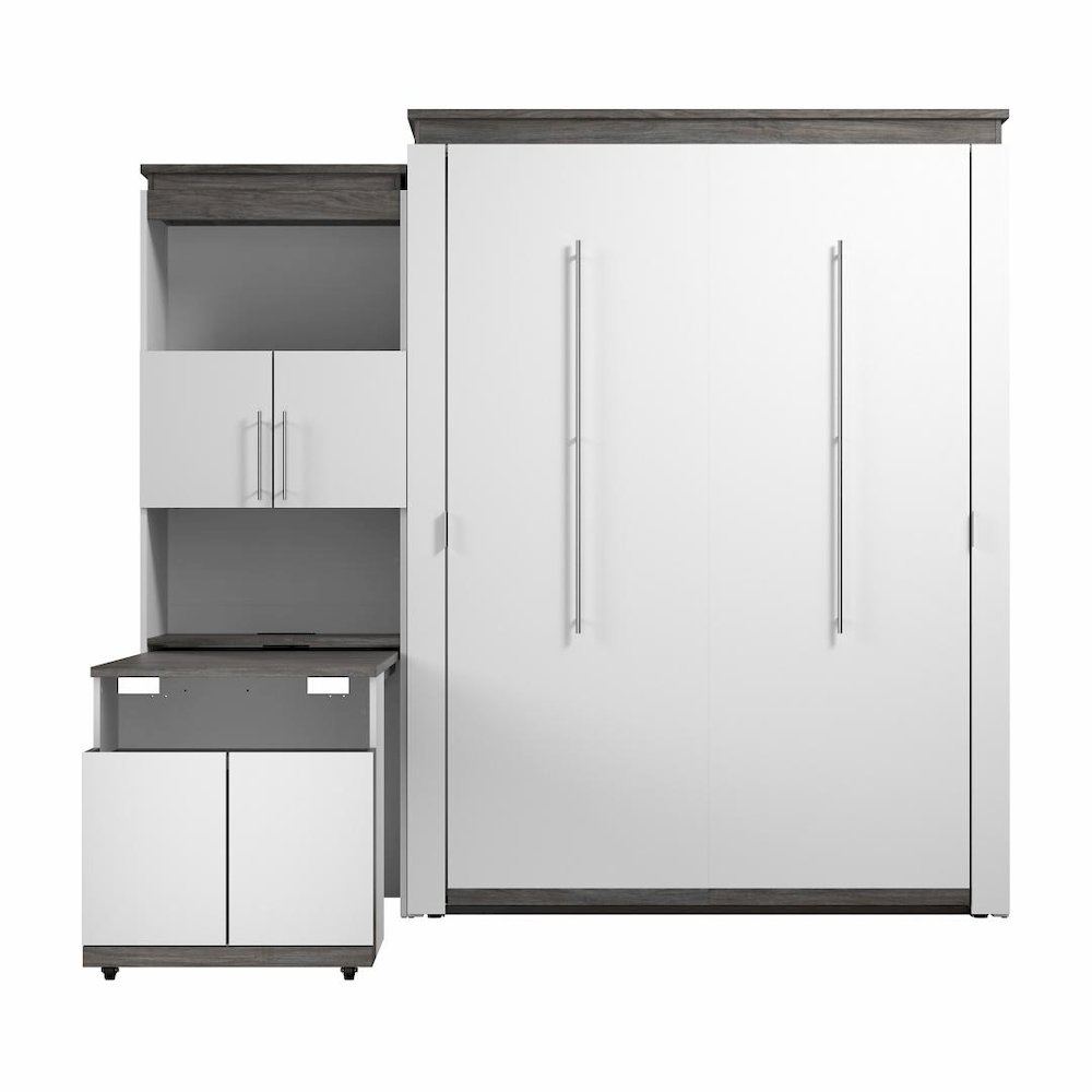 Orion Queen Murphy Bed with Storage Cabinet and Fold-Out Desk (97W). Picture 2