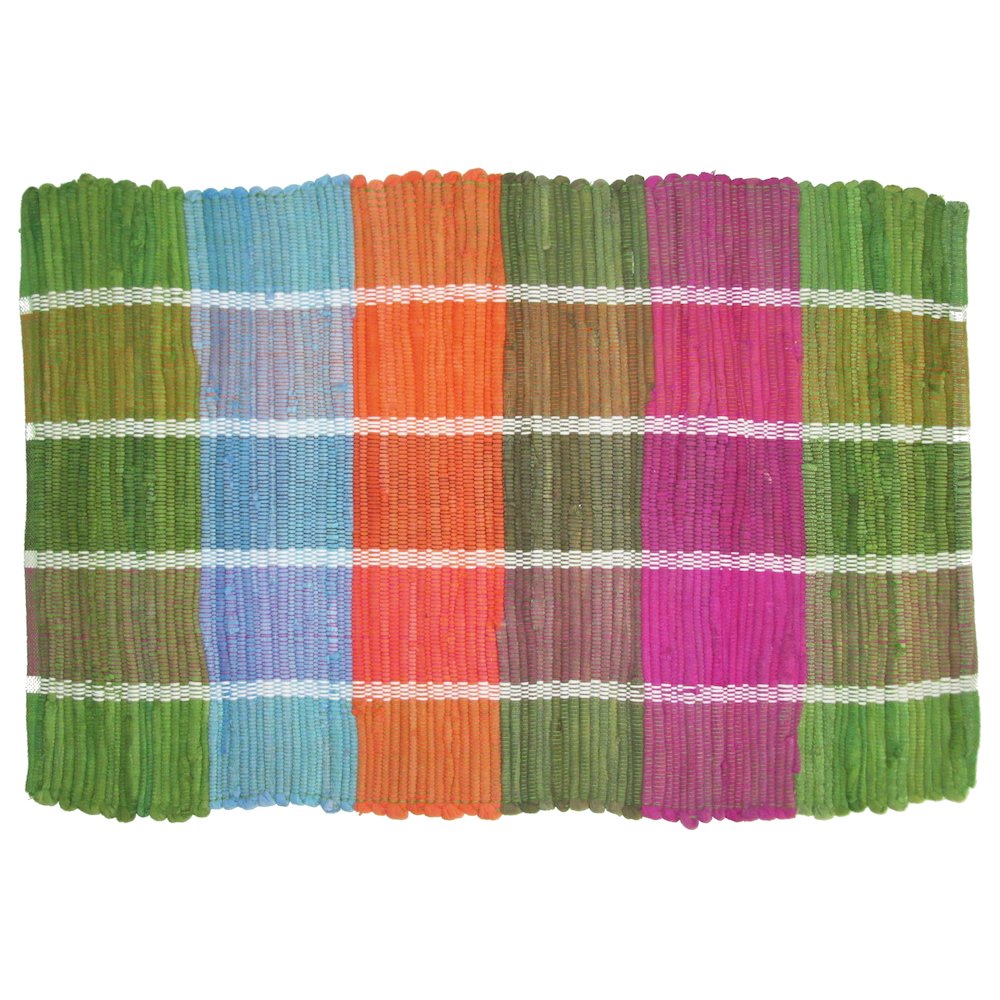 Colored Plaid Doormat in Cotton Material. Picture 1