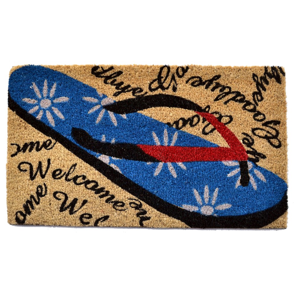 Welcome Goodbye Flip Flop Doormat in Coir/PVC Material. Picture 1