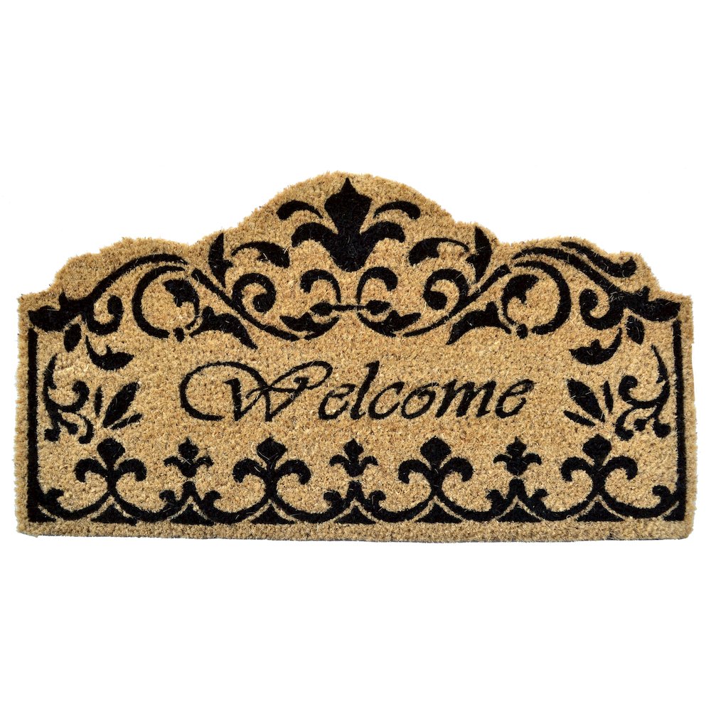 Welcome Fleur De Lis Doormat in Coir/PVC Material. Picture 1