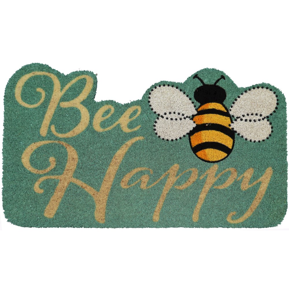 Bee Happy Doormat in Coir/PVC Material. Picture 1