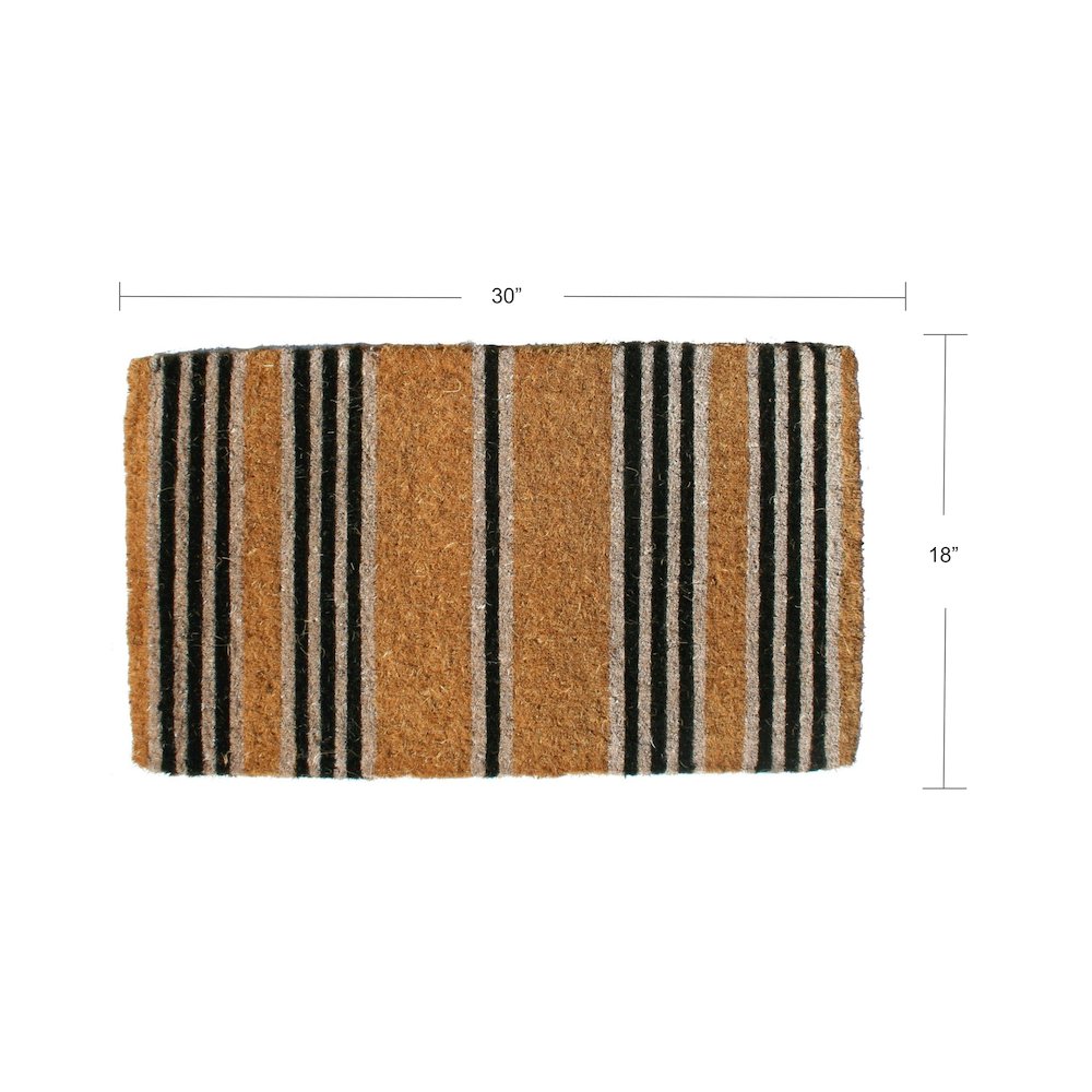 Black Stripes Doormat in Coir Material. Picture 3