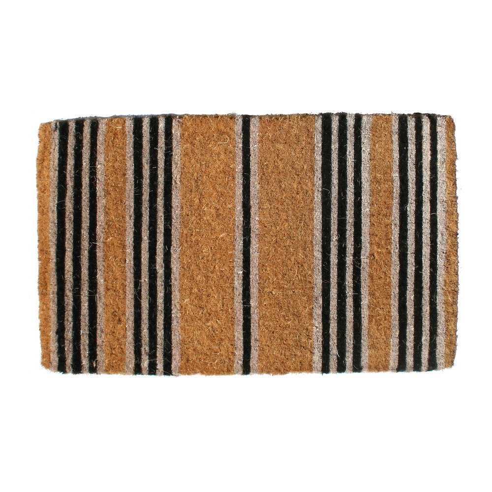 Black Stripes Doormat in Coir Material. Picture 1